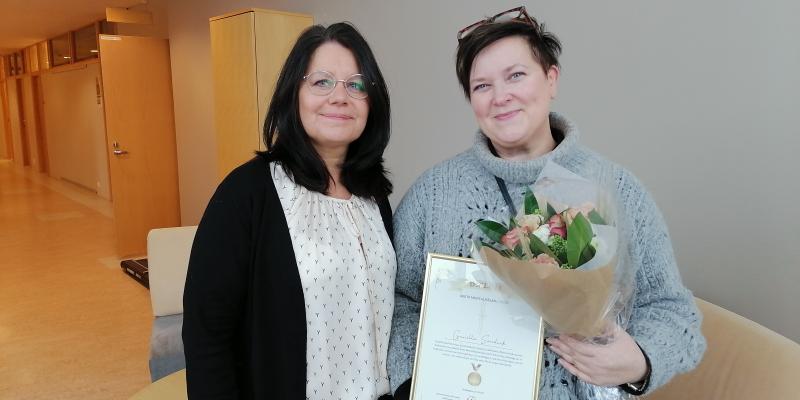 Bild på Ann-Charlott Rastas från Psykosociala förbundet och Årets Mentalhälsohjälte 2023, Gunilla Sandvik.
